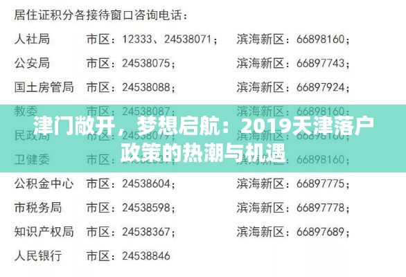 津门敞开，梦想启航：2019天津落户政策的热潮与机遇