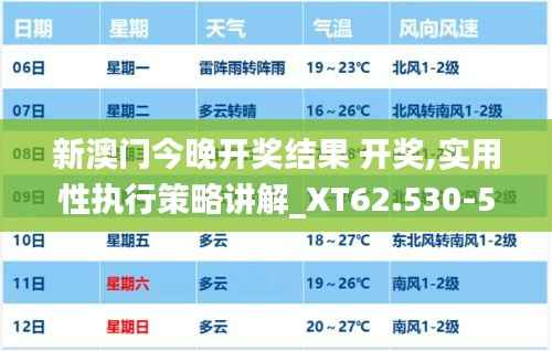 新澳门今晚开奖结果 开奖,实用性执行策略讲解_XT62.530-5