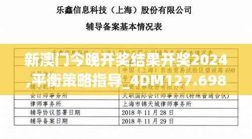 新澳门今晚开奖结果开奖2024,平衡策略指导_4DM127.698-6