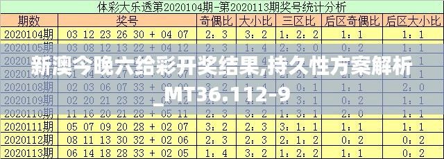 新澳今晚六给彩开奖结果,持久性方案解析_MT36.112-9