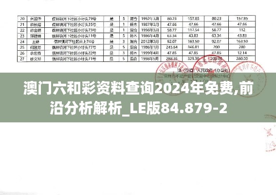 澳门六和彩资料查询2024年免费,前沿分析解析_LE版84.879-2