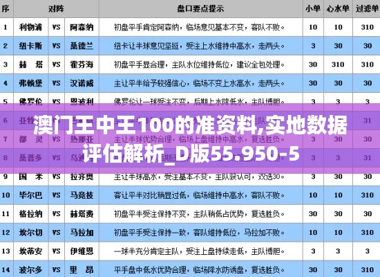 澳门王中王100的准资料,实地数据评估解析_D版55.950-5