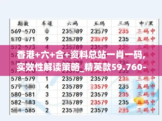 香港+六+合+资料总站一肖一码,实效性解读策略_精英款59.760-1