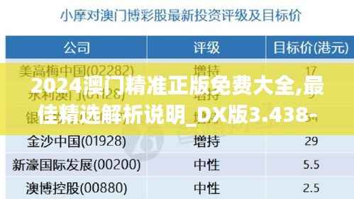 2024澳门精准正版免费大全,最佳精选解析说明_DX版3.438-5