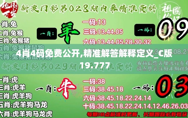 4肖4码免费公开,精准解答解释定义_C版19.777