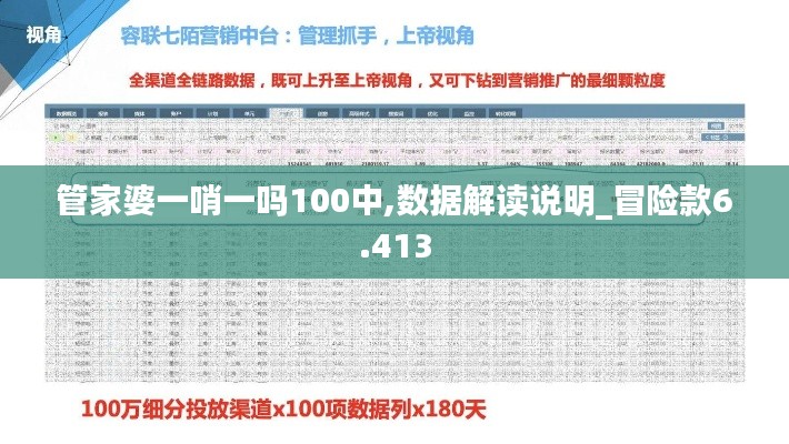 管家婆一哨一吗100中,数据解读说明_冒险款6.413