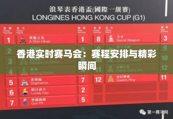 香港实时赛马会：赛程安排与精彩瞬间