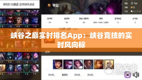 峡谷之巅实时排名App:峡谷竞技的实时风向标