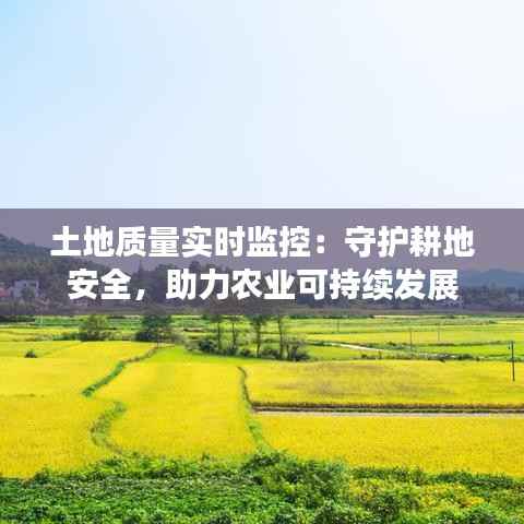 土地质量实时监控：守护耕地安全，助力农业可持续发展