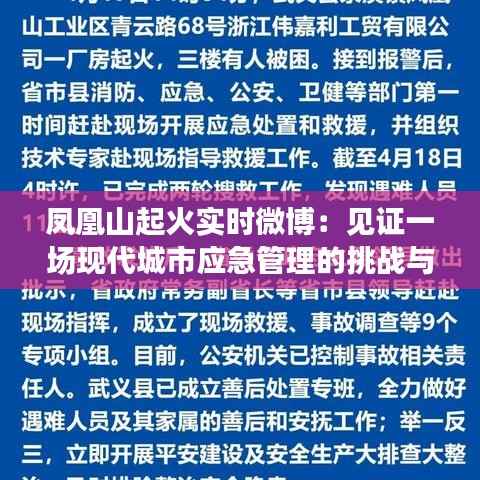 凤凰山起火实时微博：见证一场现代城市应急管理的挑战与应对