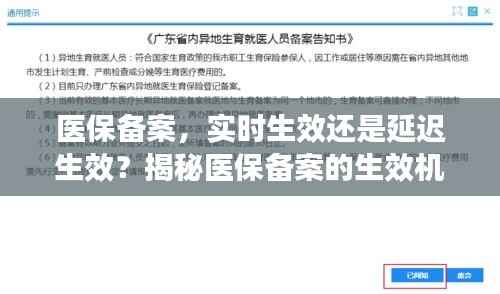医保备案，实时生效还是延迟生效？揭秘医保备案的生效机制