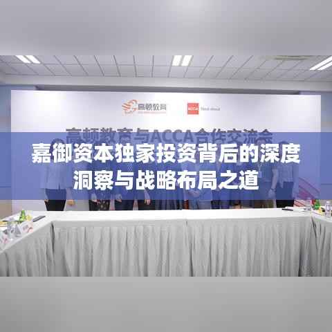 嘉御资本独家投资背后的深度洞察与战略布局之道