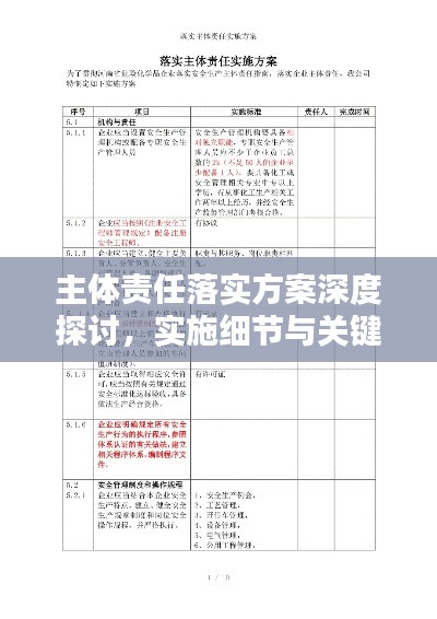 主体责任落实方案深度探讨，实施细节与关键步骤