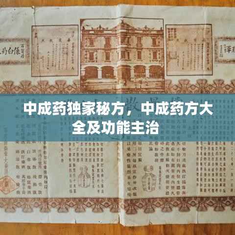 中成药独家秘方,中成药方大全及功能主治