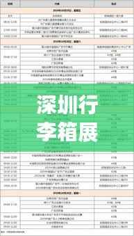 深圳行李箱展会最新时间表揭秘，行业盛会的日程安排全攻略