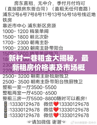 新村一巷租金大揭秘,最新租房价格表及市场概览