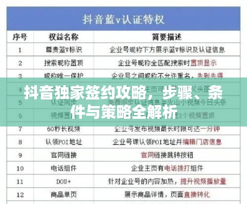 抖音独家签约攻略，步骤、条件与策略全解析