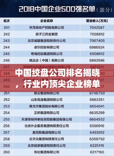 中国绞盘公司排名揭晓，行业内顶尖企业榜单揭晓！