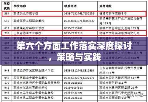 第六个方面工作落实深度探讨，策略与实践