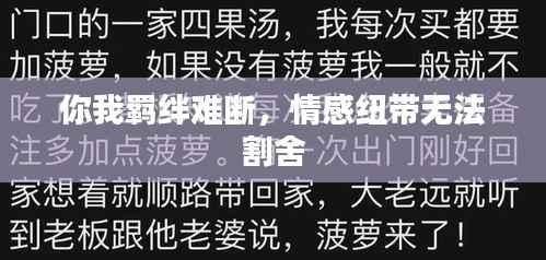 你我羁绊难断，情感纽带无法割舍