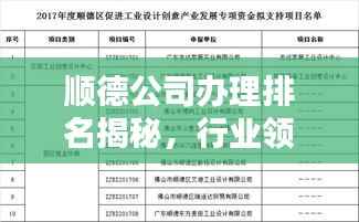 顺德公司办理排名揭秘，行业领军者一览表！