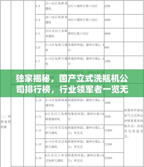 独家揭秘，国产立式洗瓶机公司排行榜，行业领军者一览无遗！
