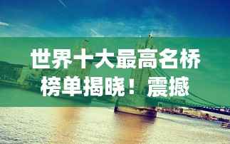 世界十大最高名桥榜单揭晓！震撼壮观，不容错过