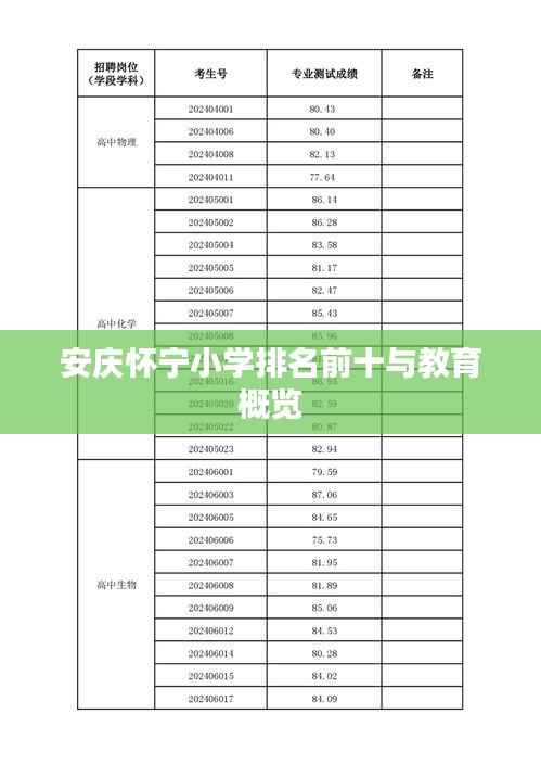 安庆怀宁小学排名前十与教育概览