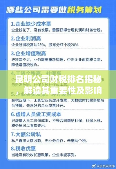 昆明公司财税排名揭秘，解读其重要性及影响因素