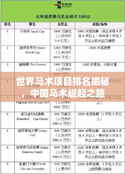 世界马术项目排名揭秘，中国马术崛起之路