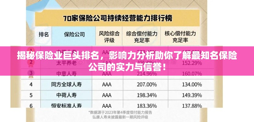 揭秘保险业巨头排名，影响力分析助你了解最知名保险公司的实力与信誉！